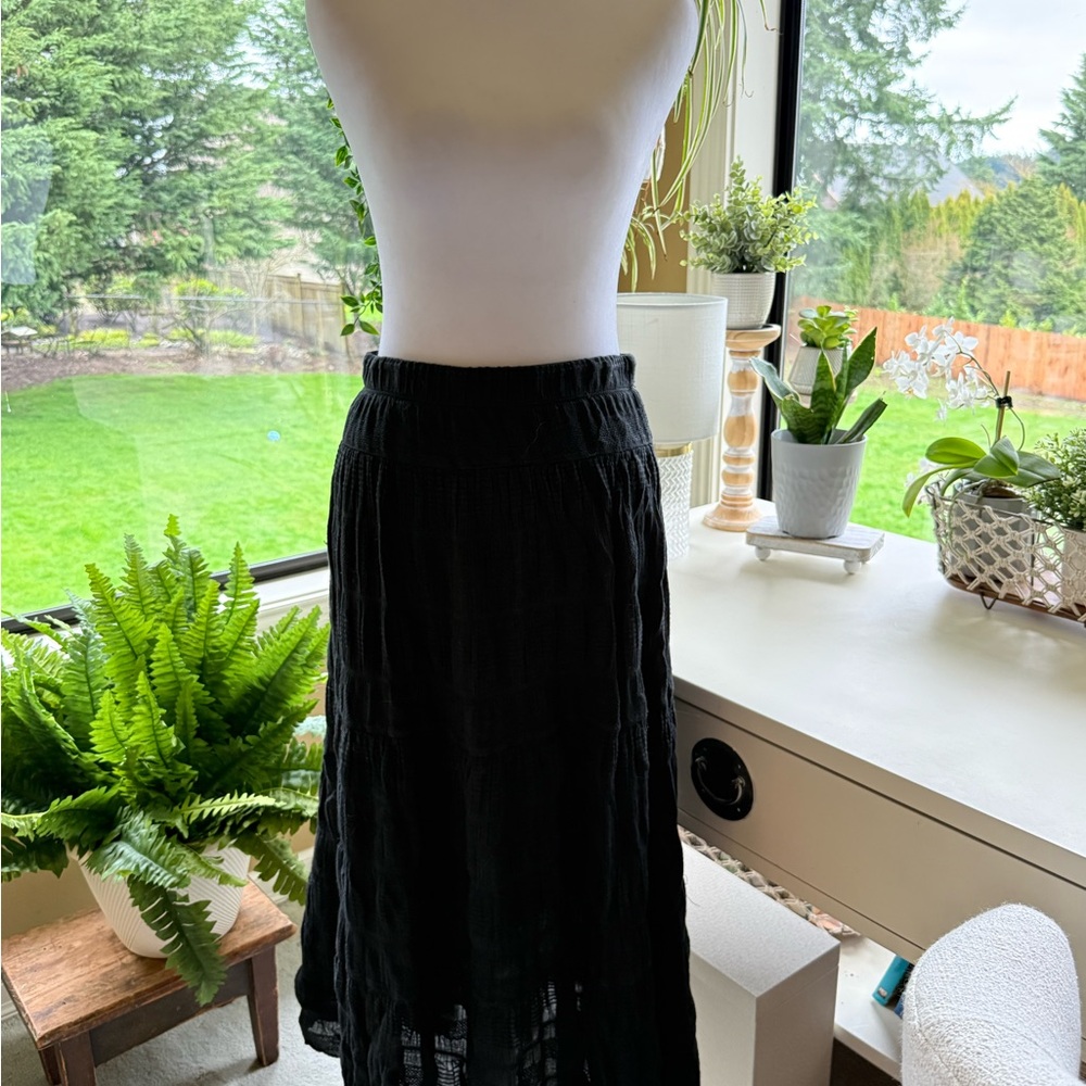 Max Studio Black Tiered Maxi Skirt
